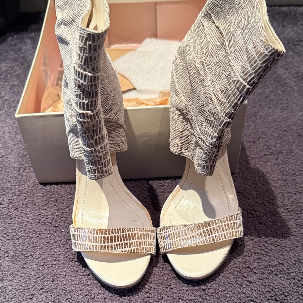 BCBGeneration Cream and Silver Heels